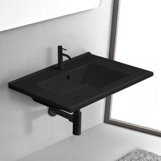 Bathroom Sink Black Ceramic Bathroom Sink, Rectangular CeraStyle 067307-U-97